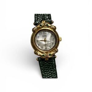 Gold and Green Women's Watch